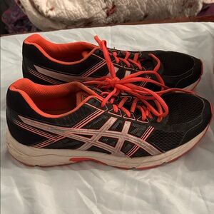 Asics Black and Orange Athletic Sneakers